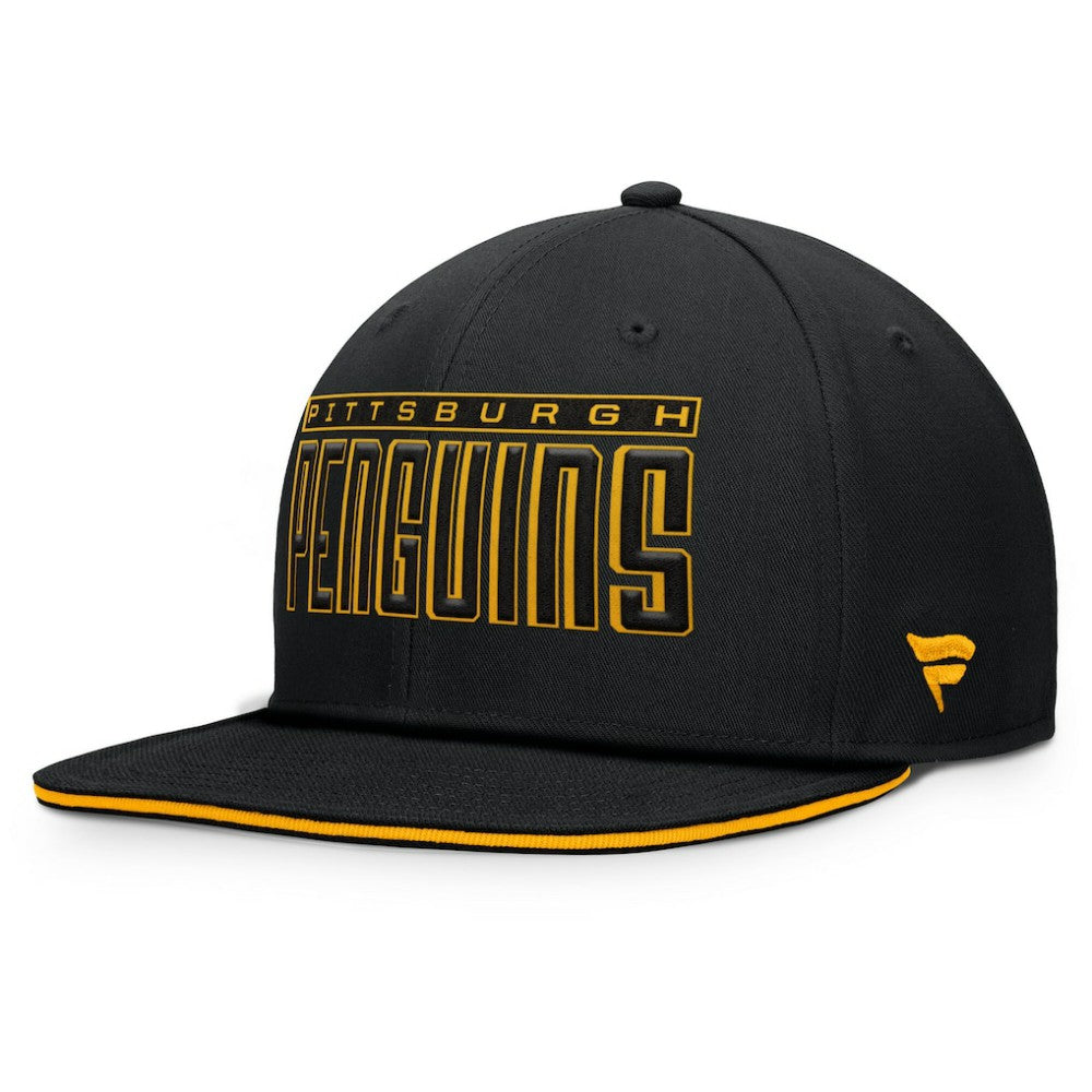 NHL Black Pittsburgh Penguins Fanatics Fundamental Gino Stack Snapback Hat
