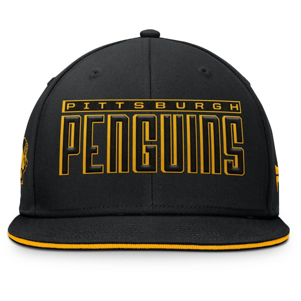 NHL Black Pittsburgh Penguins Fanatics Fundamental Gino Stack Snapback Hat