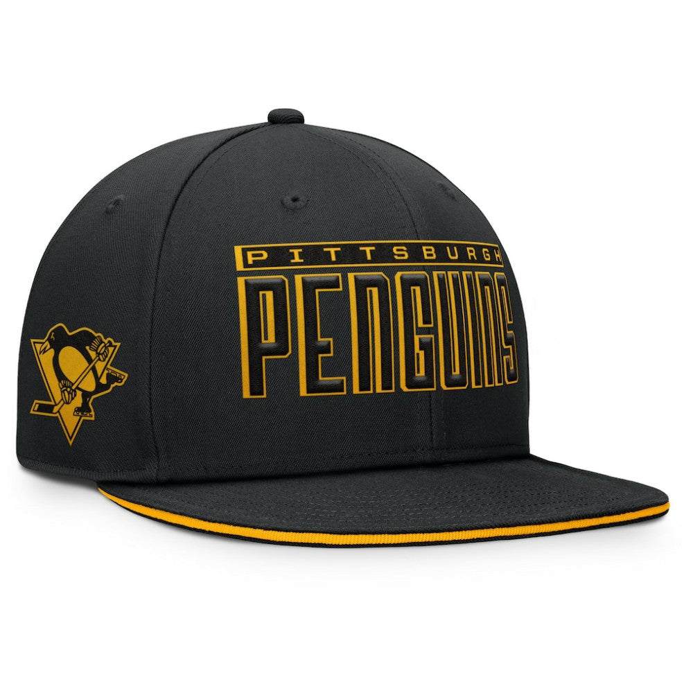 NHL Black Pittsburgh Penguins Fanatics Fundamental Gino Stack Snapback Hat