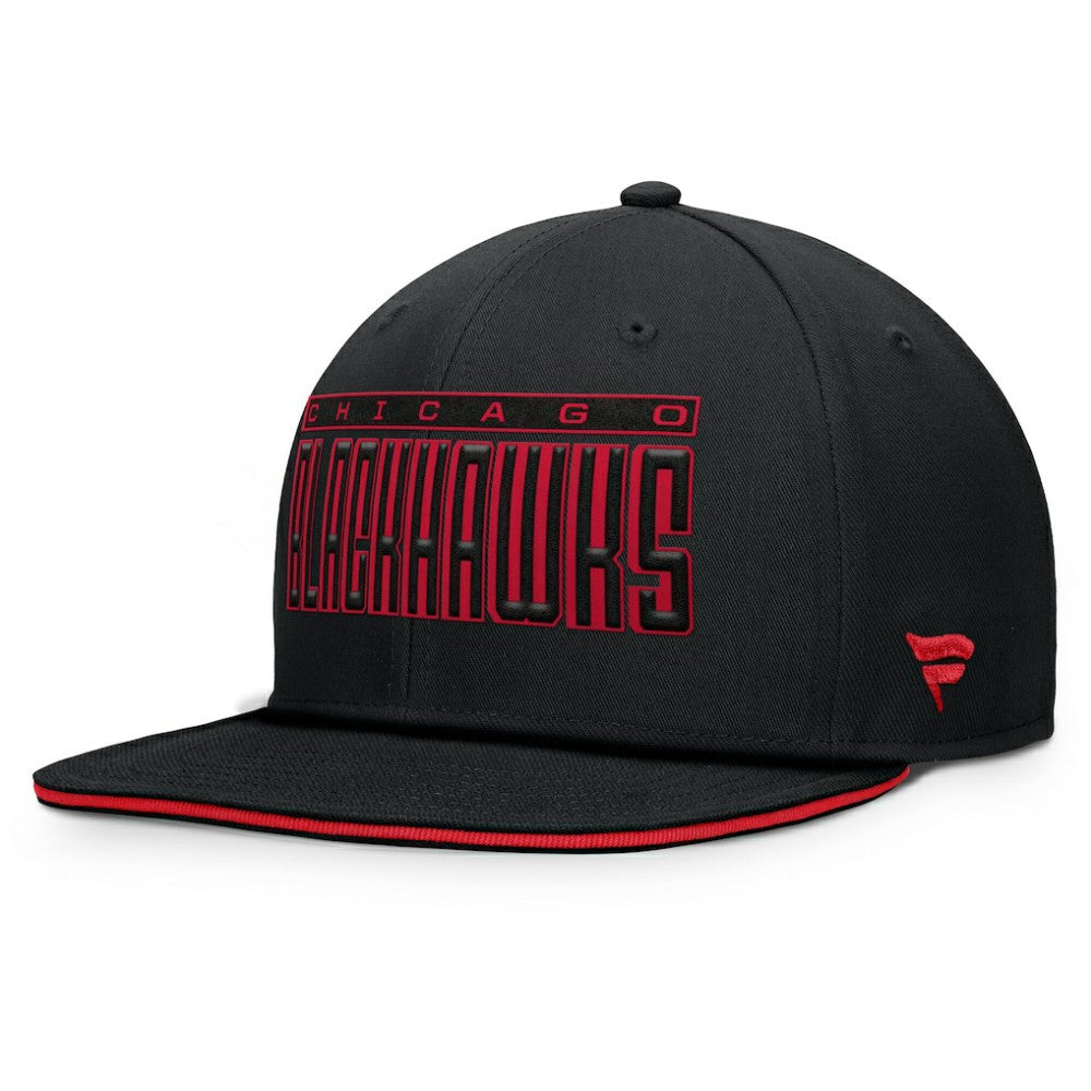 NHL Black Chicago Blackhawks Fanatics Fundamental Gino Stack Snapback Hat