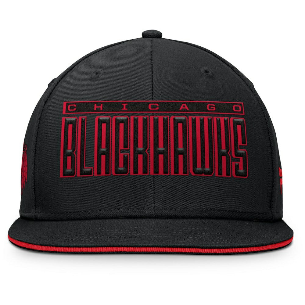 NHL Black Chicago Blackhawks Fanatics Fundamental Gino Stack Snapback Hat