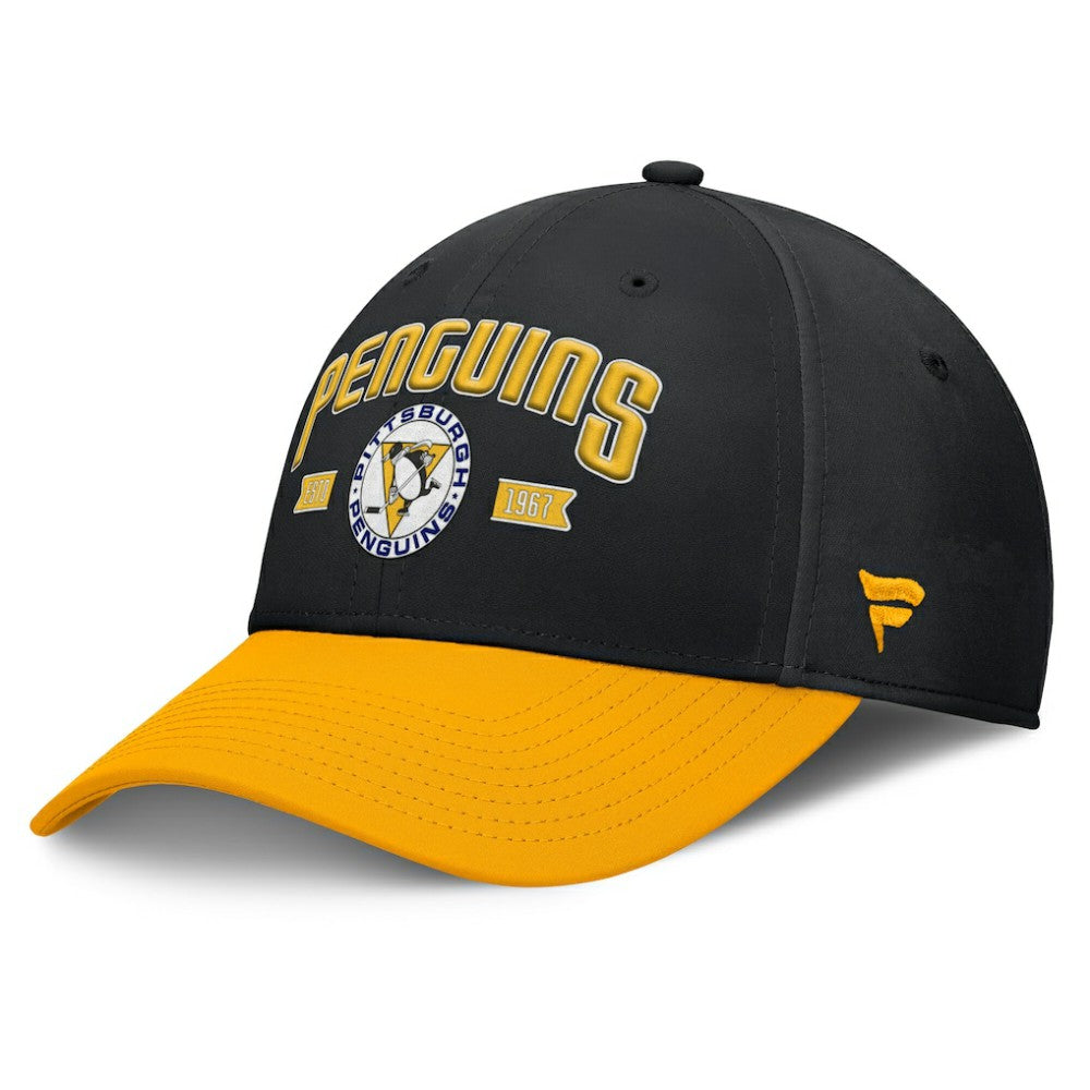 NHL Black/Gold Pittsburgh Penguins Fanatics Heritage Captain Flex Hat