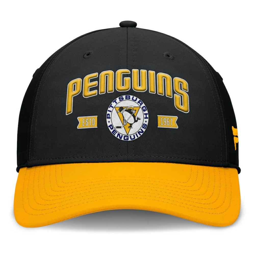 NHL Black/Gold Pittsburgh Penguins Fanatics Heritage Captain Flex Hat