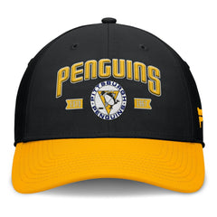 NHL Black/Gold Pittsburgh Penguins Fanatics Heritage Captain Flex Hat