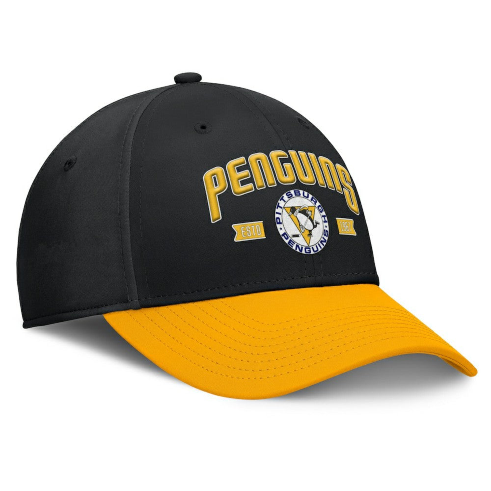 NHL Black/Gold Pittsburgh Penguins Fanatics Heritage Captain Flex Hat