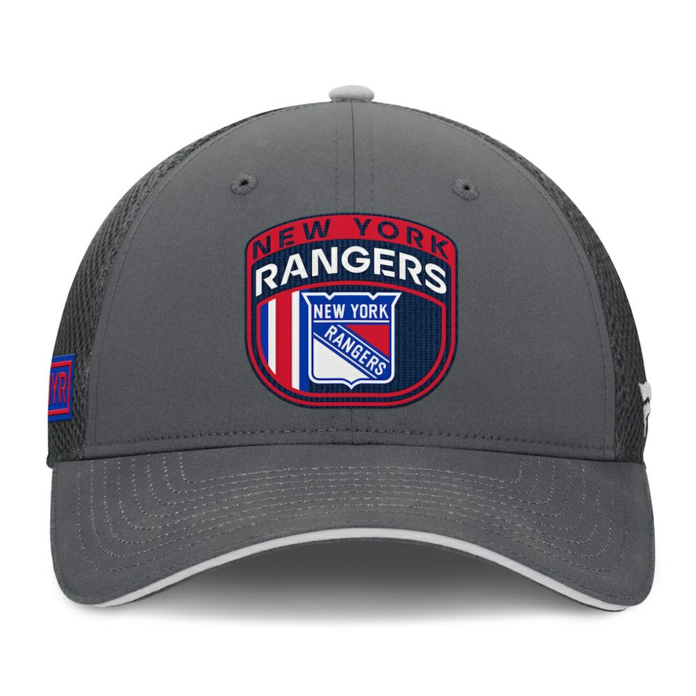 NHL Gray New York Rangers Fanatics Authentic Pro Home Ice Trucker Adjustable Hat