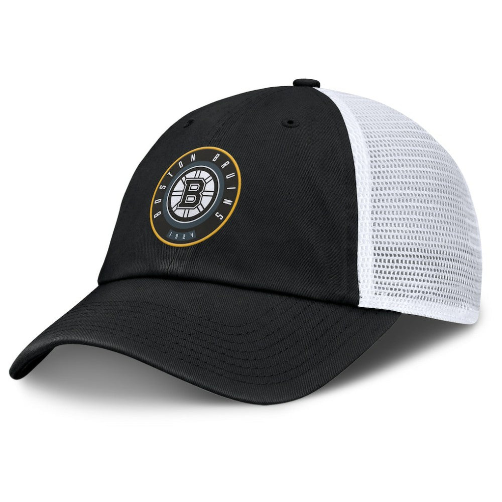 NHL Black/White Boston Bruins Fanatics Averie Trucker Adjustable Hat