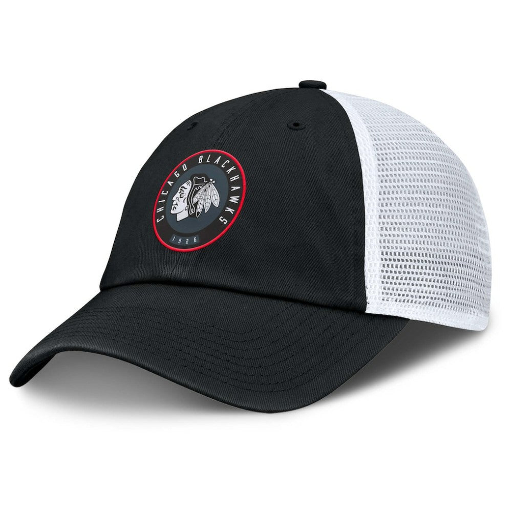 NHL Black/White Chicago Blackhawks Fanatics Averie Trucker Adjustable Hat