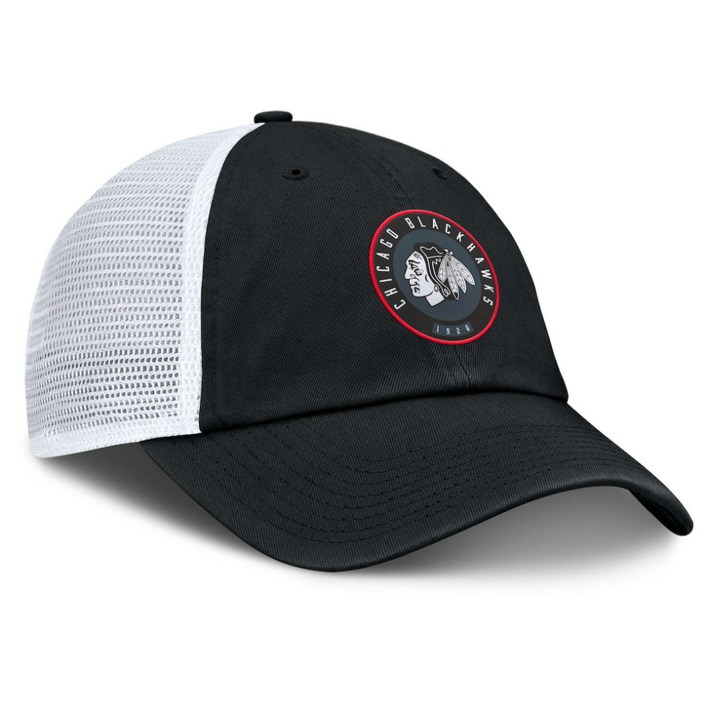 NHL Black/White Chicago Blackhawks Fanatics Averie Trucker Adjustable Hat