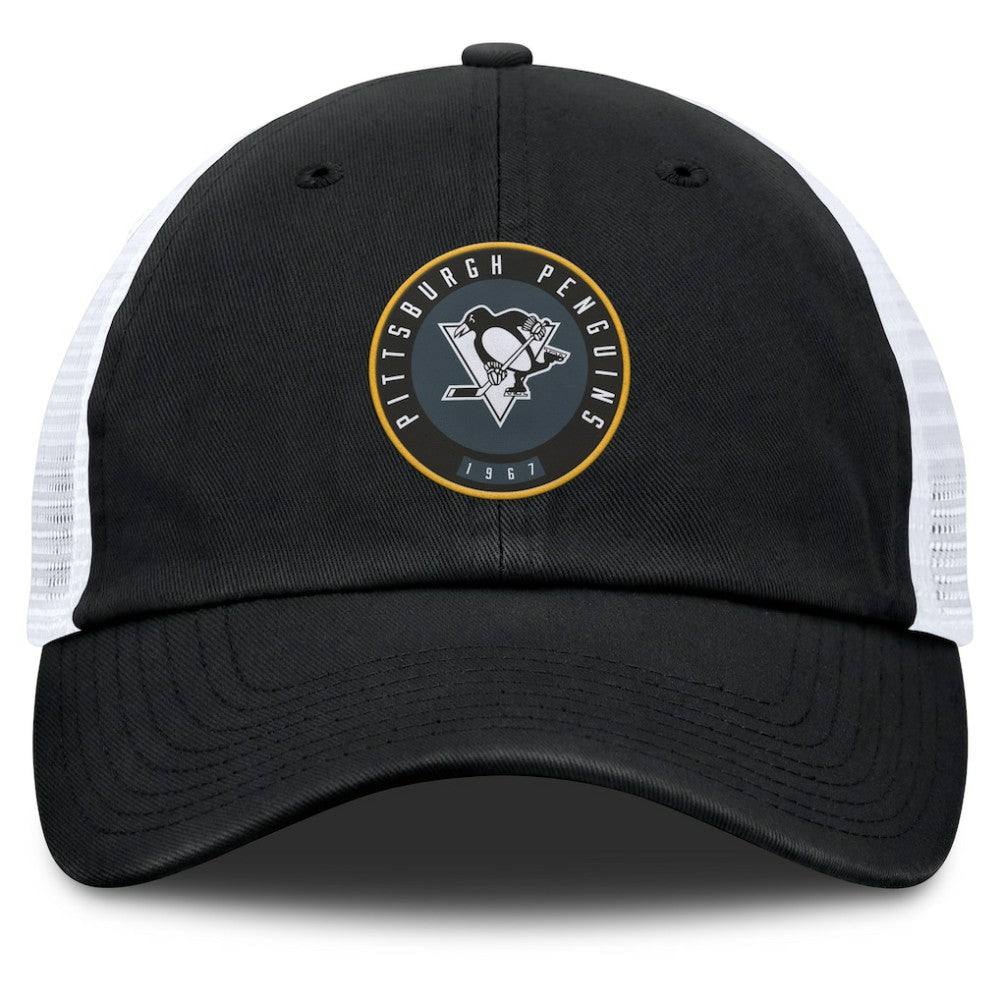 NHL Black/White Pittsburgh Penguins Fanatics Averie Trucker Adjustable Hat