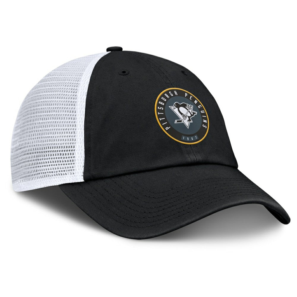 NHL Black/White Pittsburgh Penguins Fanatics Averie Trucker Adjustable Hat