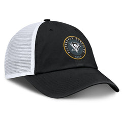NHL Black/White Pittsburgh Penguins Fanatics Averie Trucker Adjustable Hat