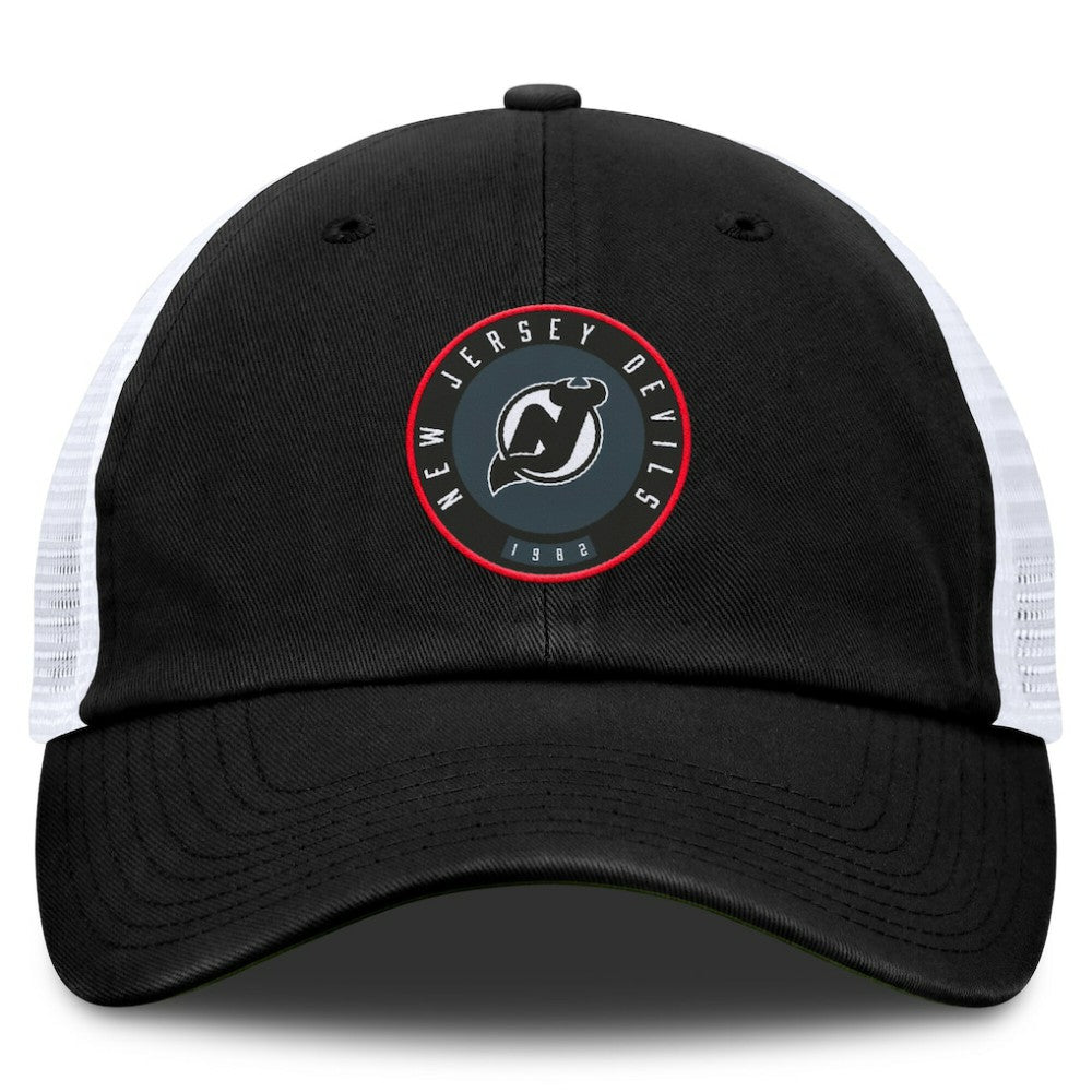 NHL Black/White New Jersey Devils Fanatics Averie Trucker Adjustable Hat