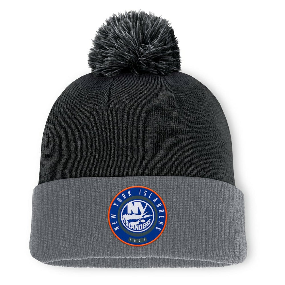 NHL Black New York Islanders Fanatics Aspyn Cuffed Knit Hat with Pom