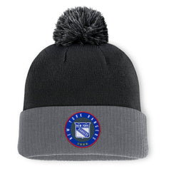 NHL Black New York Rangers Fanatics Aspyn Cuffed Knit Hat with Pom