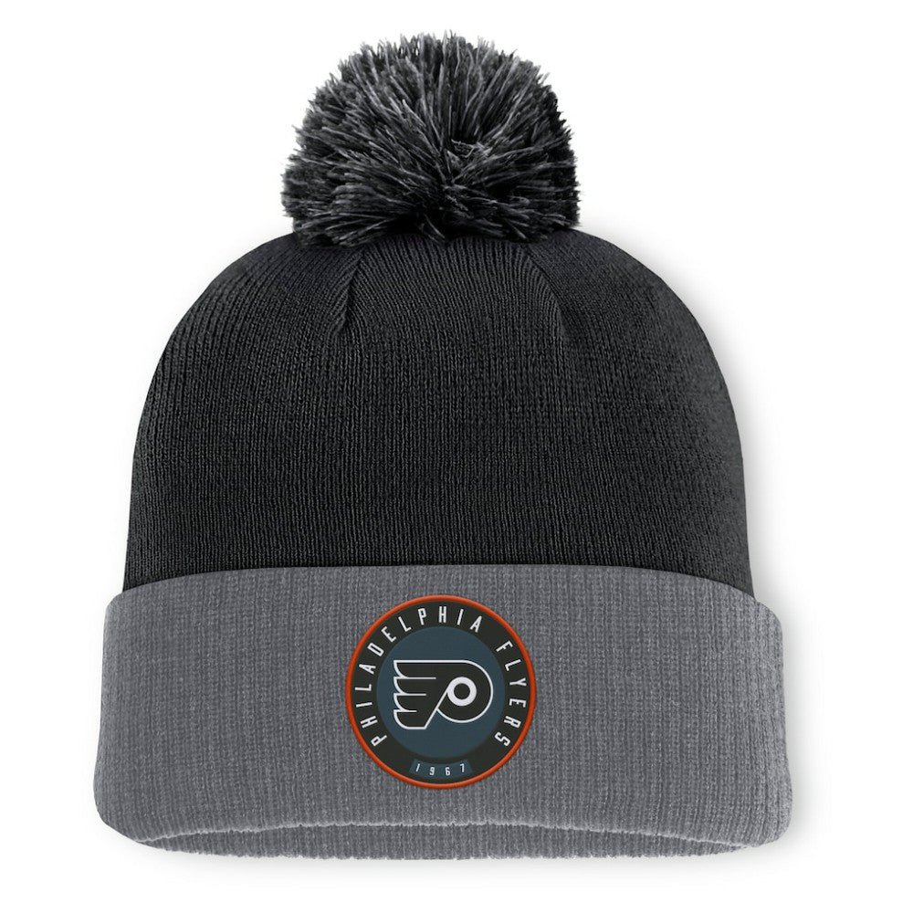 NHL Black Philadelphia Flyers Fanatics Aspyn Cuffed Knit Hat with Pom
