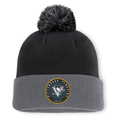 NHL Black Pittsburgh Penguins Fanatics Aspyn Cuffed Knit Hat with Pom