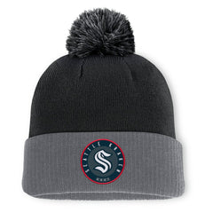 NHL Black Seattle Kraken Fanatics Aspyn Cuffed Knit Hat with Pom