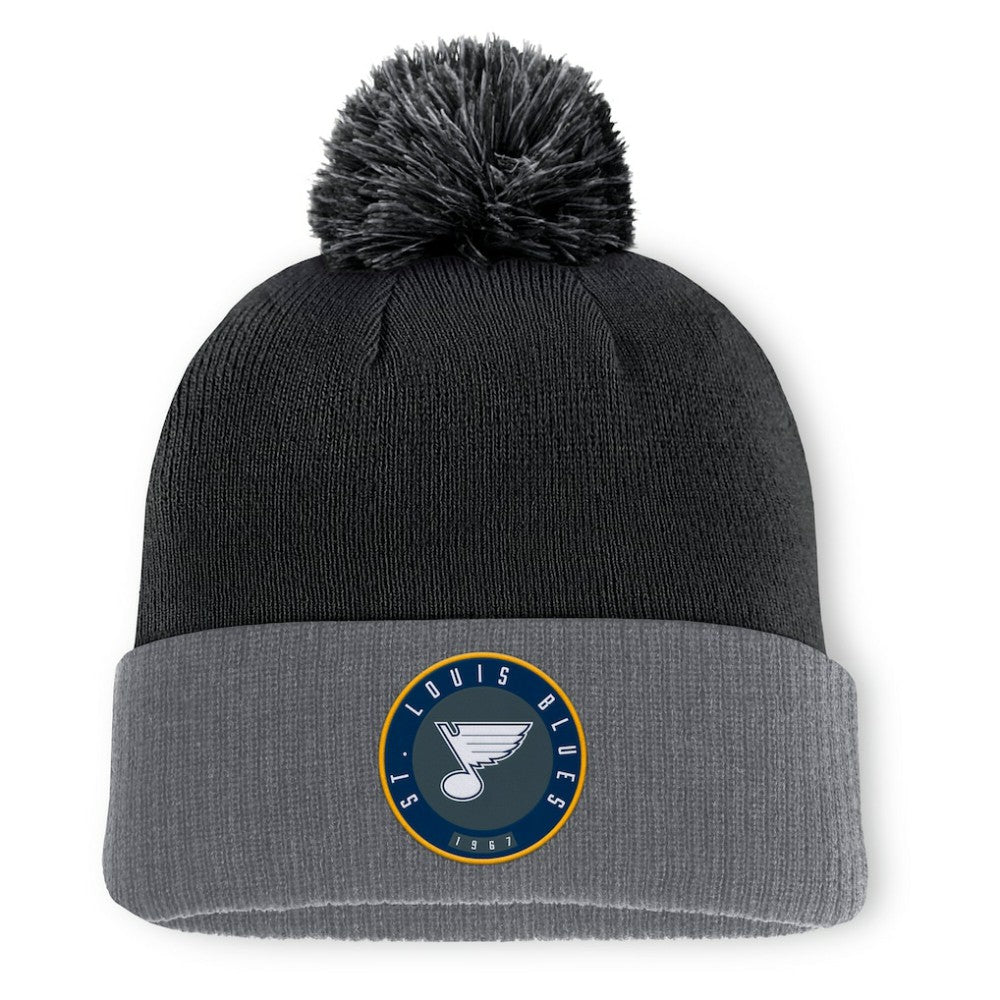 NHL Black St. Louis Blues Fanatics Aspyn Cuffed Knit Hat with Pom