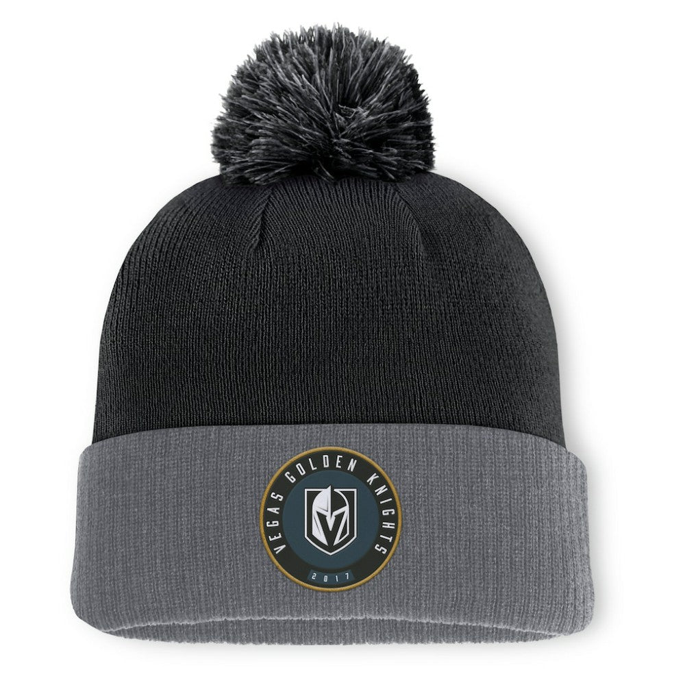NHL Black Vegas Golden Knights Fanatics Aspyn Cuffed Knit Hat with Pom