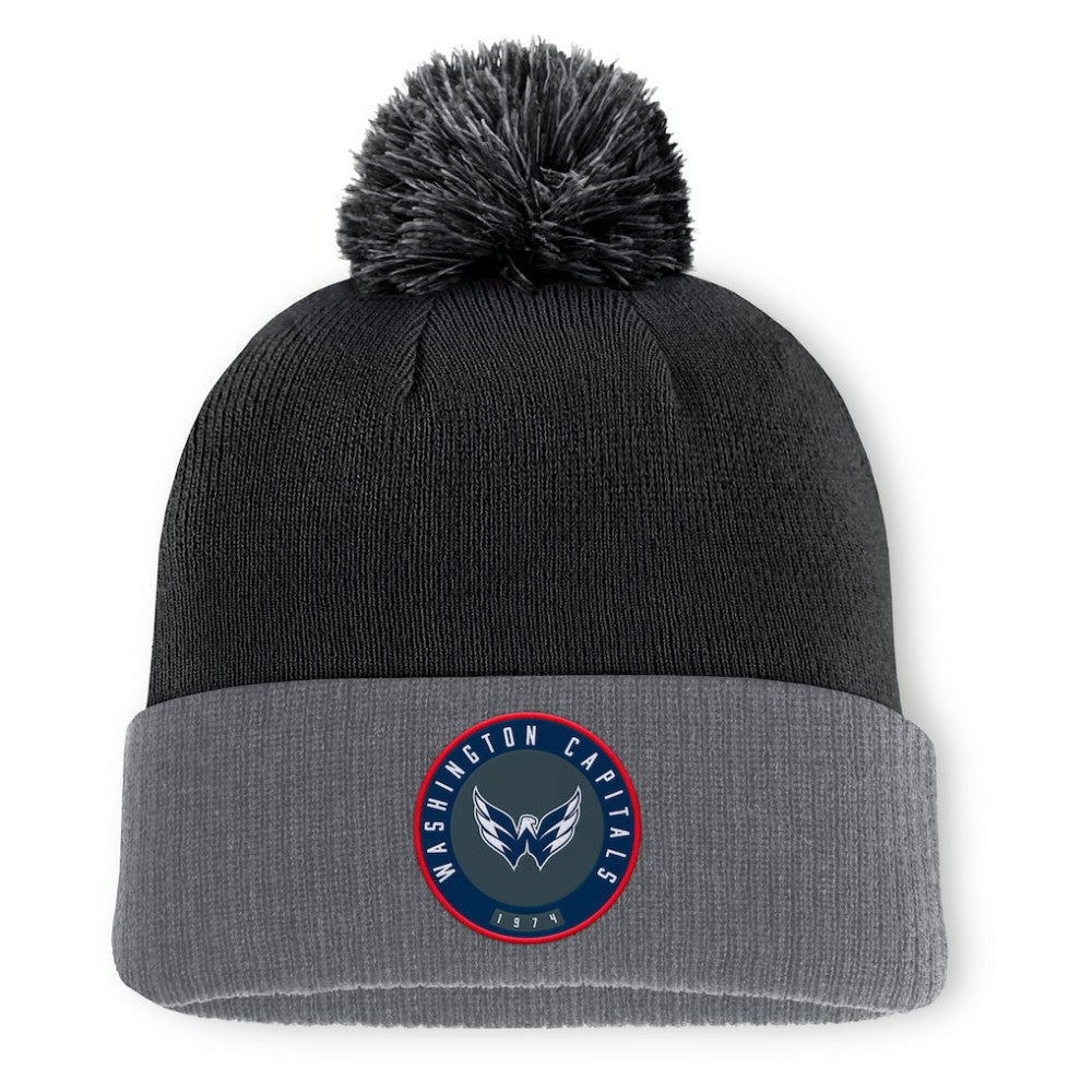 NHL Black Washington Capitals Fanatics Aspyn Cuffed Knit Hat with Pom