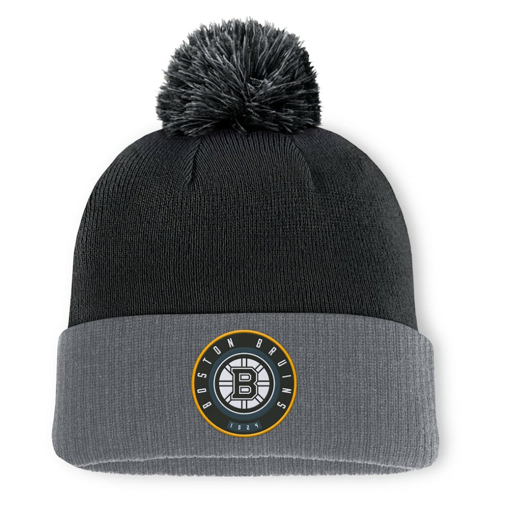 NHL Black Boston Bruins Fanatics Aspyn Cuffed Knit Hat with Pom
