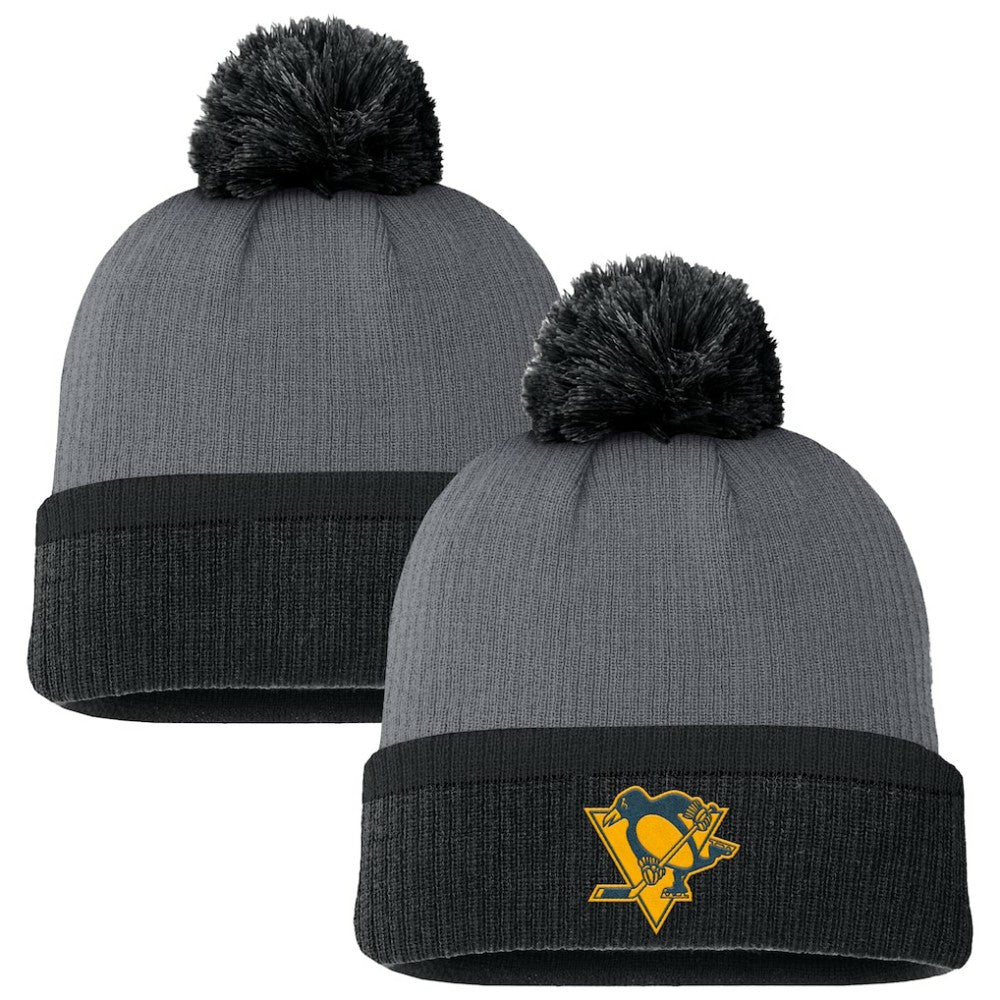 NHL Charcoal Pittsburgh Penguins Fanatics Women's Cuffed Knit Hat with Pom