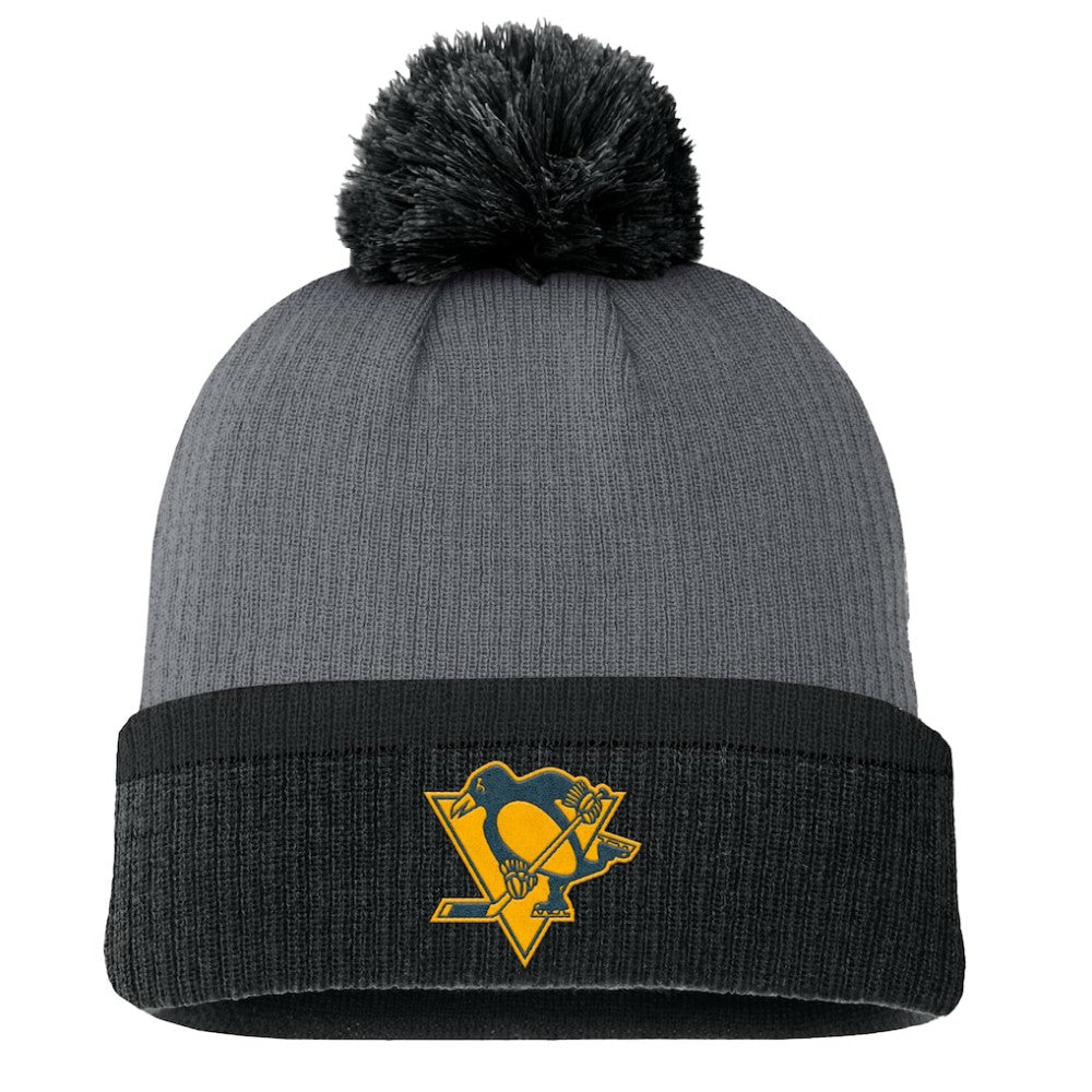 NHL Charcoal Pittsburgh Penguins Fanatics Women's Cuffed Knit Hat with Pom