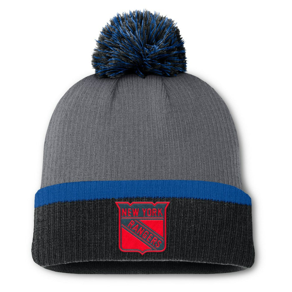 NHL Charcoal New York Rangers Fanatics Women's Cuffed Knit Hat with Pom