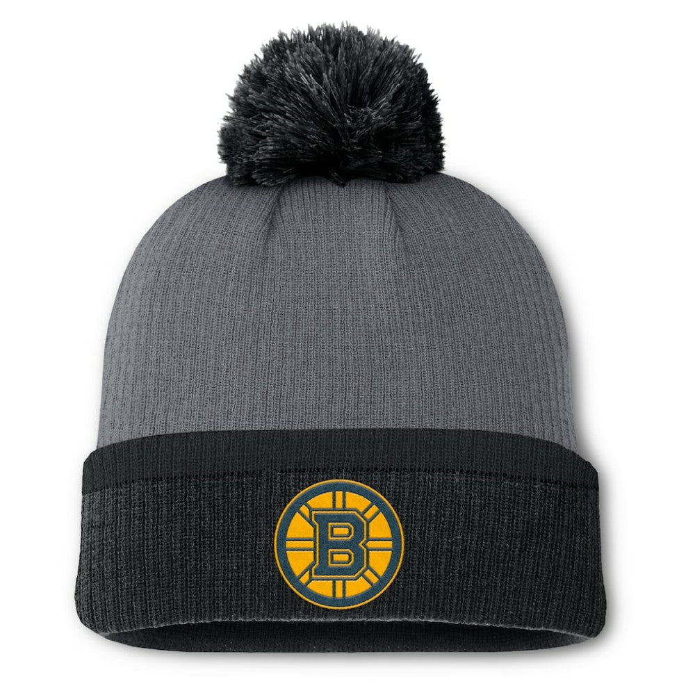 NHL Charcoal Boston Bruins Fanatics Women's Cuffed Knit Hat with Pom