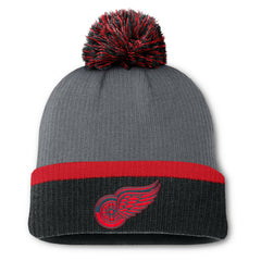 NHL Charcoal Detroit Red Wings Fanatics Women's Cuffed Knit Hat with Pom