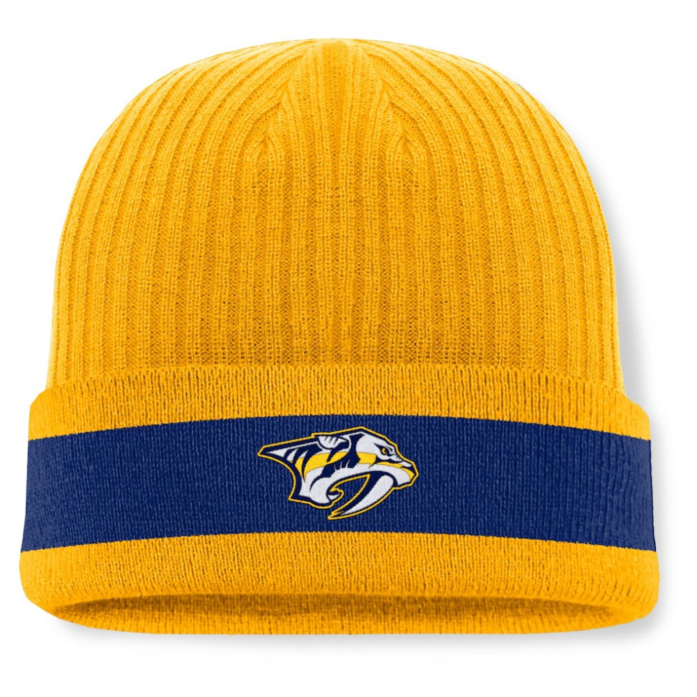 NHL Gold Nashville Predators Fanatics Blueliner Cuffed Knit Hat