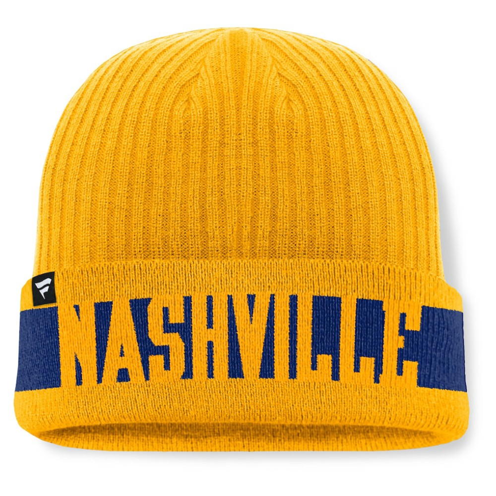 NHL Gold Nashville Predators Fanatics Blueliner Cuffed Knit Hat