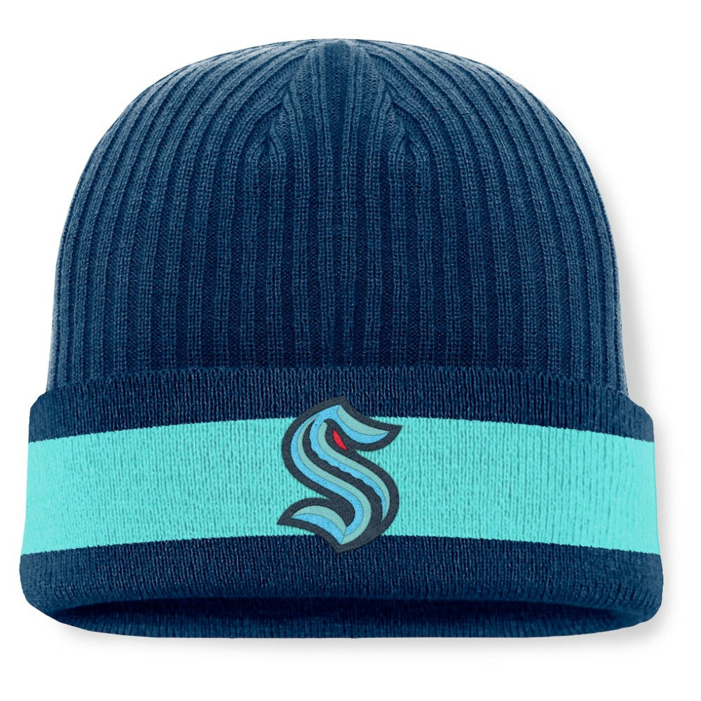 NHL Deep Sea Blue Seattle Kraken Fanatics Blueliner Cuffed Knit Hat