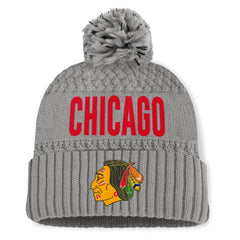 NHL Gray Chicago Blackhawks Fanatics Women's Heritage Tilly Cuffed Knit Hat with Pom