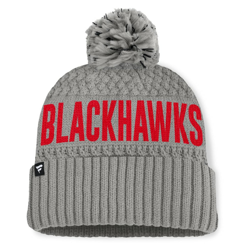 NHL Gray Chicago Blackhawks Fanatics Women's Heritage Tilly Cuffed Knit Hat with Pom
