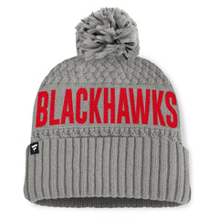 NHL Gray Chicago Blackhawks Fanatics Women's Heritage Tilly Cuffed Knit Hat with Pom