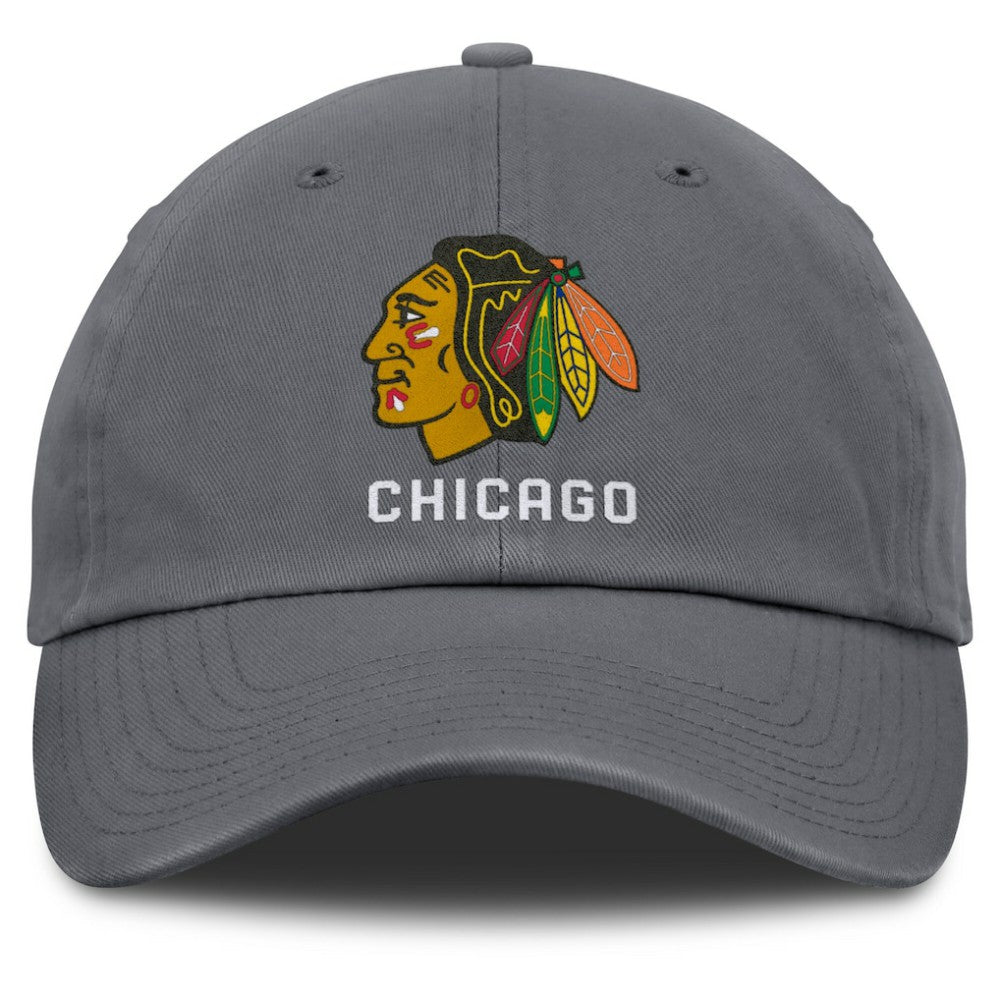 NHL Charcoal Chicago Blackhawks Fanatics Washed Adjustable Hat