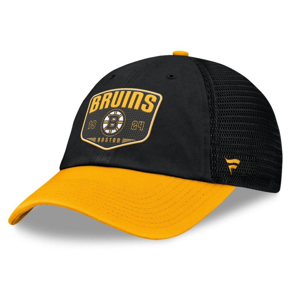 NHL Black Boston Bruins Fanatics Fundamental One-Time Trucker Adjustable Hat