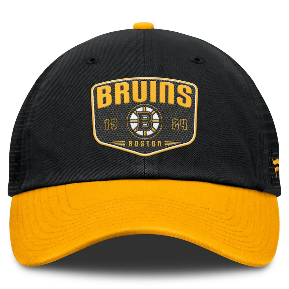 NHL Black Boston Bruins Fanatics Fundamental One-Time Trucker Adjustable Hat