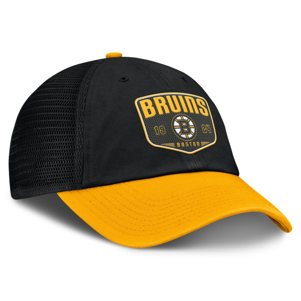 NHL Black Boston Bruins Fanatics Fundamental One-Time Trucker Adjustable Hat