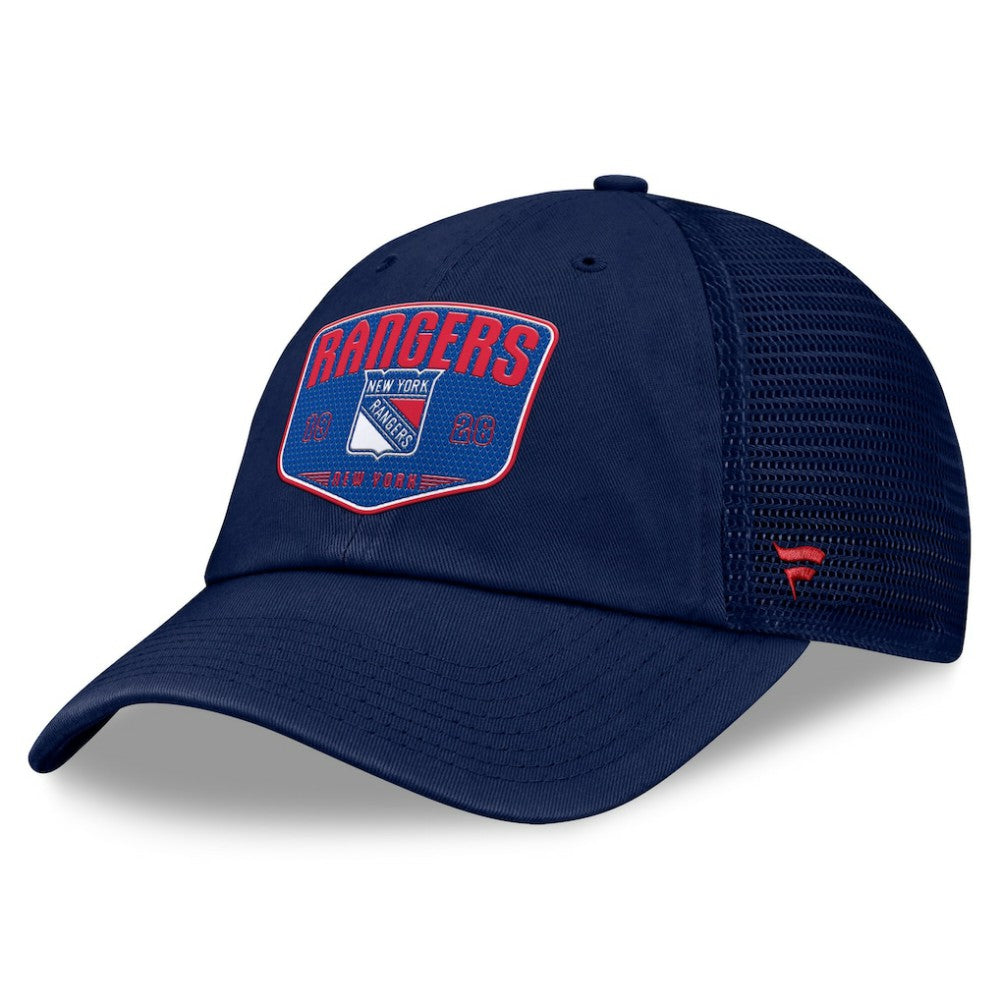 NHL Blue New York Rangers Fanatics Fundamental One-Time Trucker Adjustable Hat