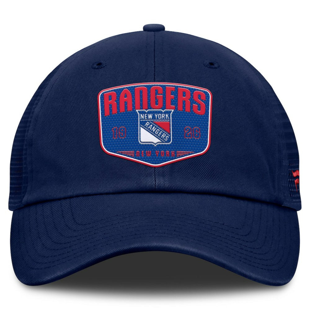 NHL Blue New York Rangers Fanatics Fundamental One-Time Trucker Adjustable Hat