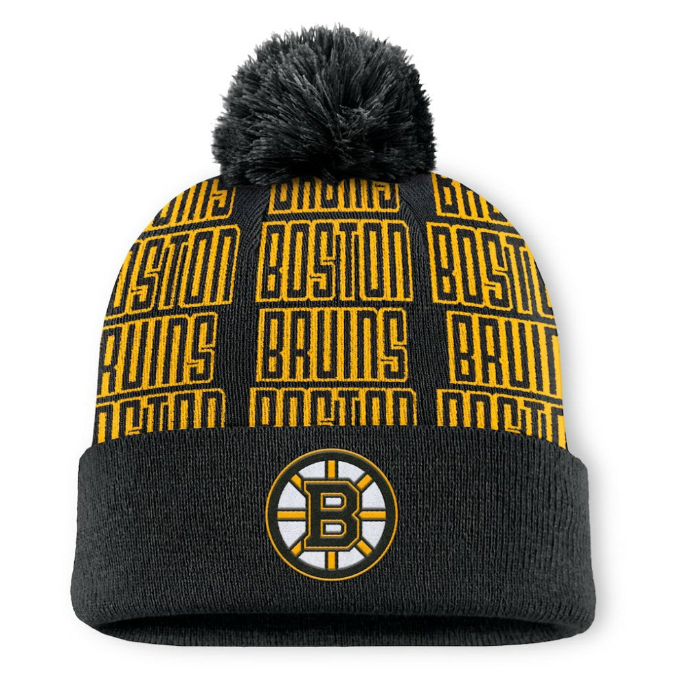 NHL Black Boston Bruins Fanatics Fundamental Empty Net Cuffed Knit Hat with Pom