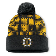 NHL Black Boston Bruins Fanatics Fundamental Empty Net Cuffed Knit Hat with Pom