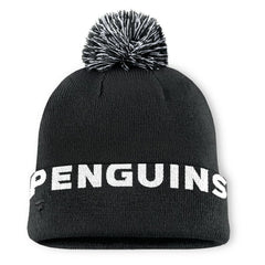 NHL Black Pittsburgh Penguins Fanatics Fundamental High Stick Cuffed Knit Hat with Pom