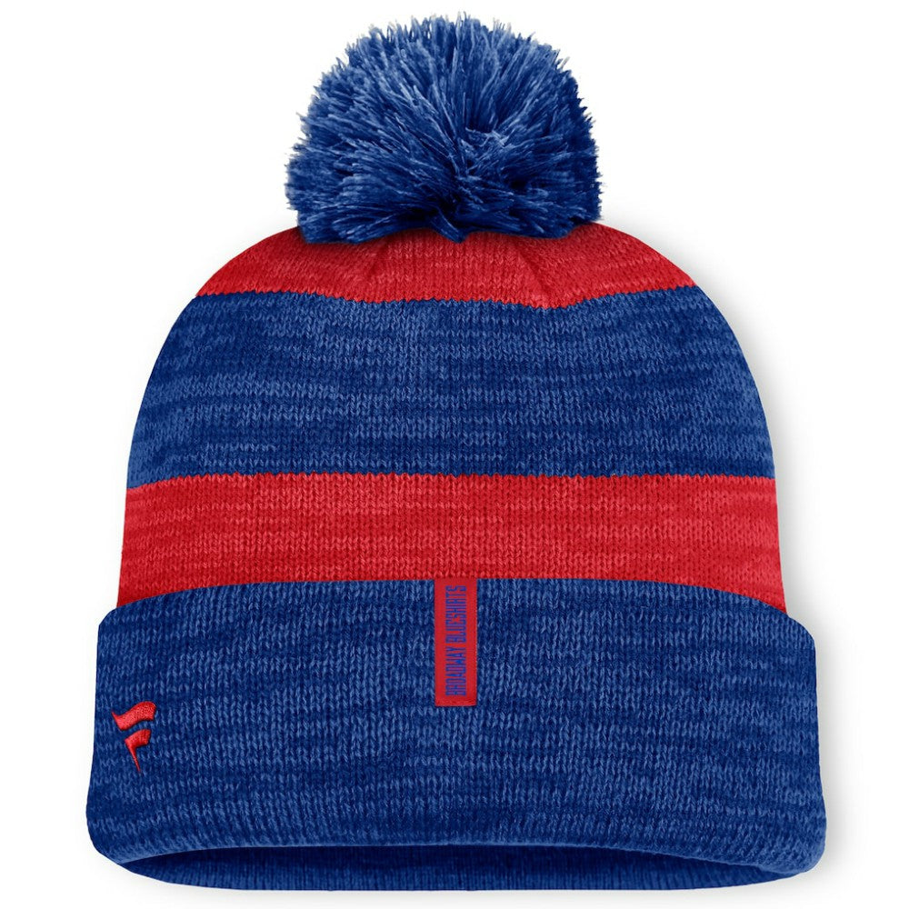 NHL Navy New York Rangers Fanatics Fundamental Red Line Cuffed Knit Hat with Pom