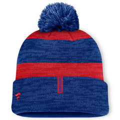 NHL Navy New York Rangers Fanatics Fundamental Red Line Cuffed Knit Hat with Pom