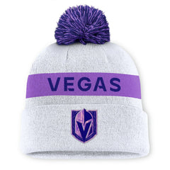 NHL White Vegas Golden Knights Fanatics Hockey Fights Cancer Cuffed Knit Hat with Pom