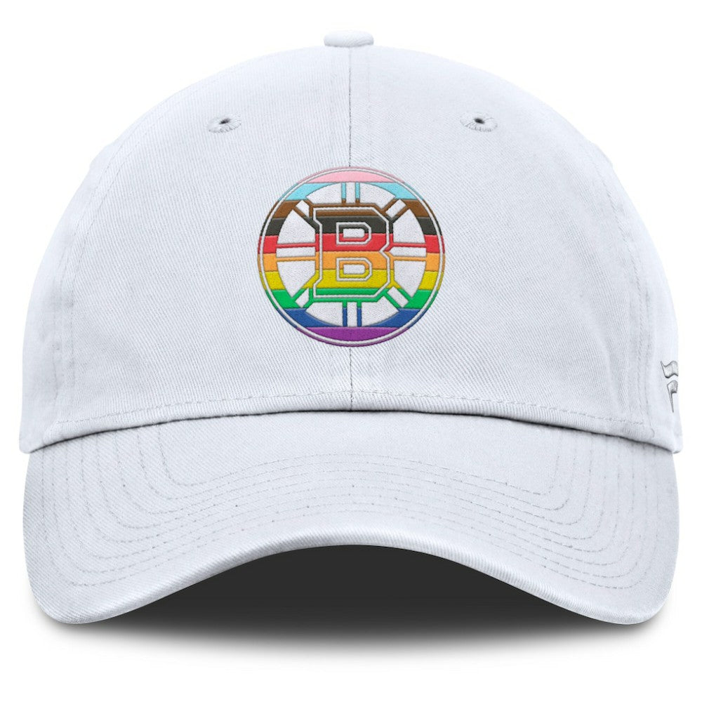 NHL White Boston Bruins Fanatics PRIDE Adjustable Hat